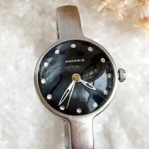 Android Brand Silver Toned Fururistic Vintage Unisex Wristwatch - 21mm - WORKS!